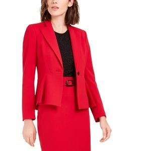 Bar III Women's Crepe Peplum Blazer Red Size 4